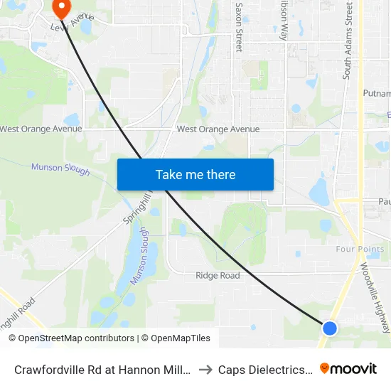 Crawfordville Rd at Hannon Mill Rd Nb to Caps Dielectrics Lab map