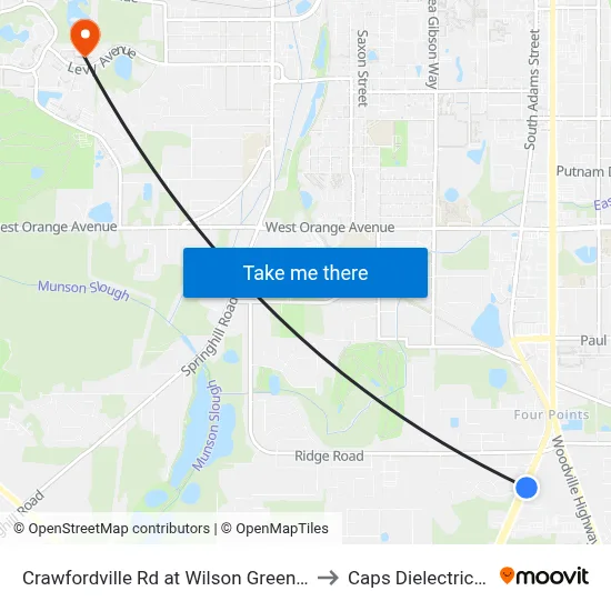 Crawfordville Rd at Wilson Green Blvd Nb to Caps Dielectrics Lab map
