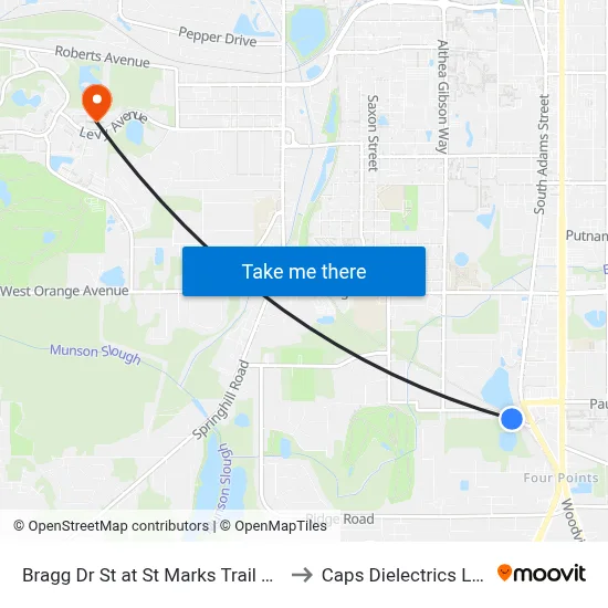 Bragg Dr St at St Marks Trail Wb to Caps Dielectrics Lab map