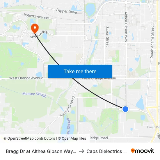 Bragg Dr at Althea Gibson Way Wb to Caps Dielectrics Lab map