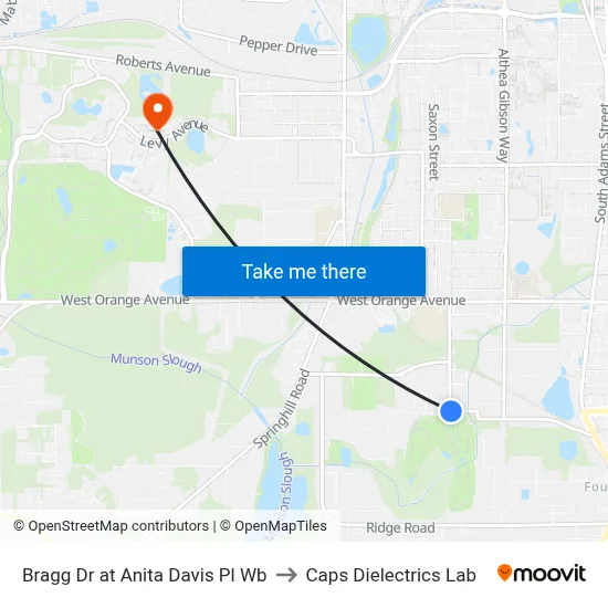 Bragg Dr at Anita Davis Pl Wb to Caps Dielectrics Lab map