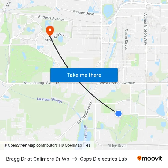 Bragg Dr at Galimore Dr Wb to Caps Dielectrics Lab map