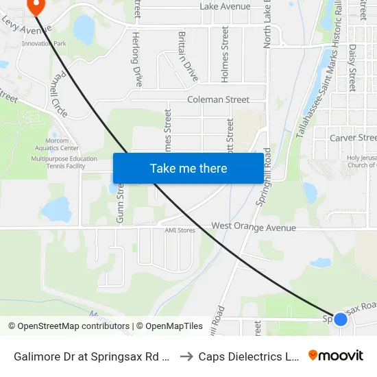 Galimore Dr at Springsax Rd Nb to Caps Dielectrics Lab map