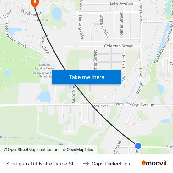 Springsax Rd Notre Dame St Wb to Caps Dielectrics Lab map