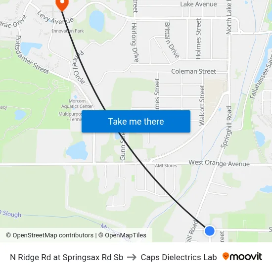 N Ridge Rd at Springsax Rd Sb to Caps Dielectrics Lab map