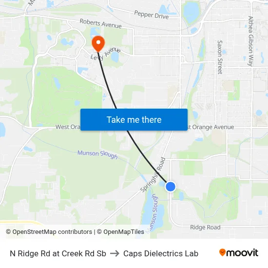 N Ridge Rd at Creek Rd Sb to Caps Dielectrics Lab map