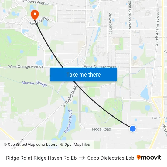 Ridge Rd at Ridge Haven Rd Eb to Caps Dielectrics Lab map