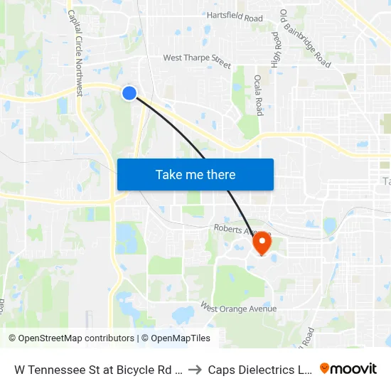 W Tennessee St at Bicycle Rd Eb to Caps Dielectrics Lab map
