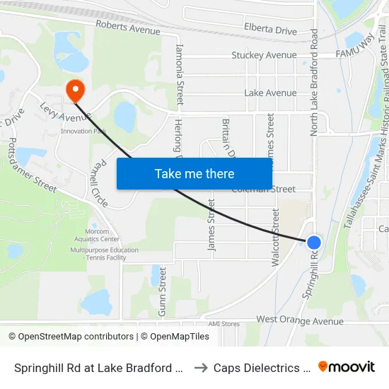 Springhill Rd at Lake Bradford Rd Sb to Caps Dielectrics Lab map