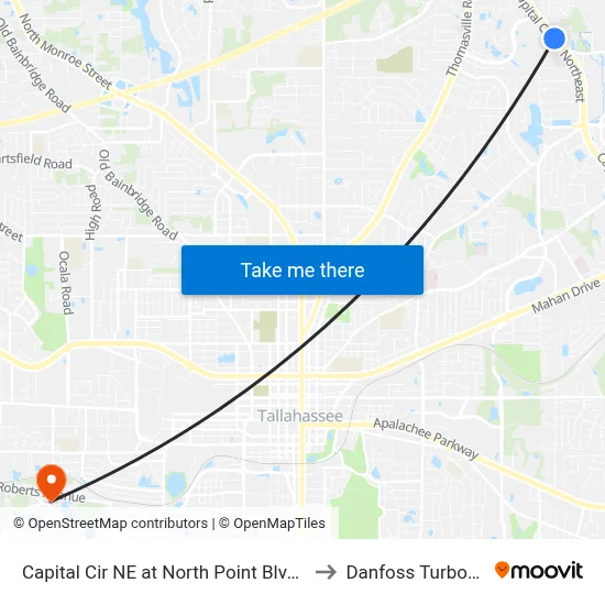 Capital Cir NE at North Point Blvd Sb to Danfoss Turbocor map