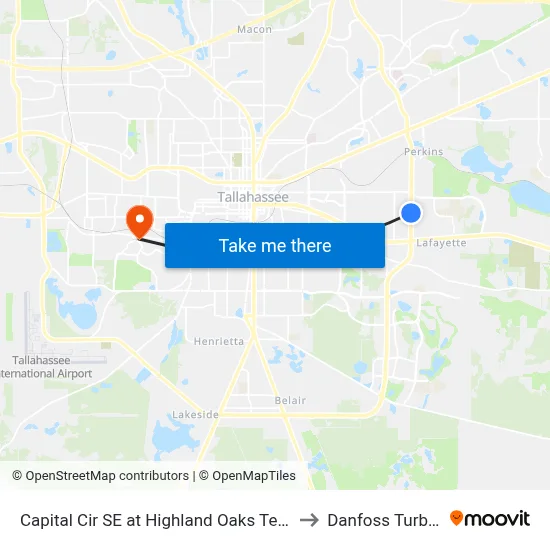 Capital Cir SE at Highland Oaks Terrace Sb to Danfoss Turbocor map