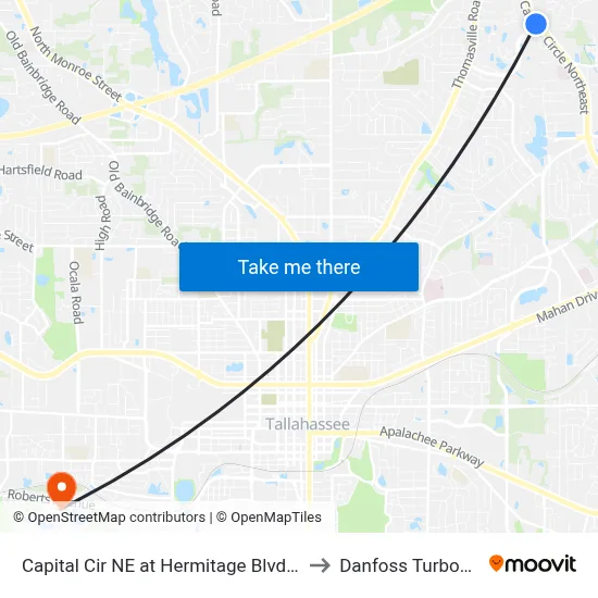 Capital Cir NE at Hermitage Blvd Sb to Danfoss Turbocor map