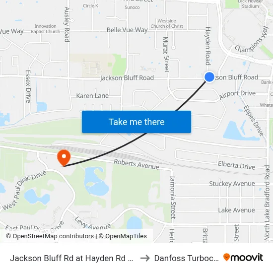 Jackson Bluff Rd at Hayden Rd Wb to Danfoss Turbocor map