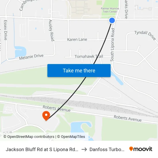 Jackson Bluff Rd at S Lipona Rd Eb to Danfoss Turbocor map