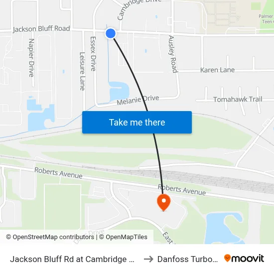 Jackson Bluff Rd at Cambridge Dr Eb to Danfoss Turbocor map