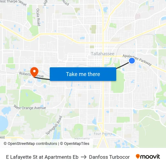 E Lafayette St at Apartments Eb to Danfoss Turbocor map