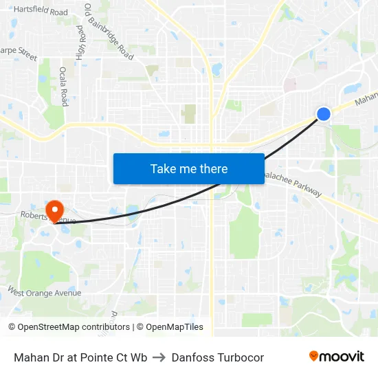 Mahan Dr at Pointe Ct Wb to Danfoss Turbocor map
