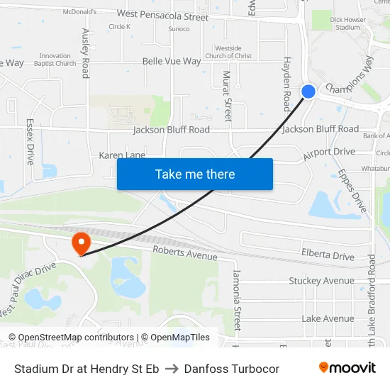 Stadium Dr at Hendry St Eb to Danfoss Turbocor map