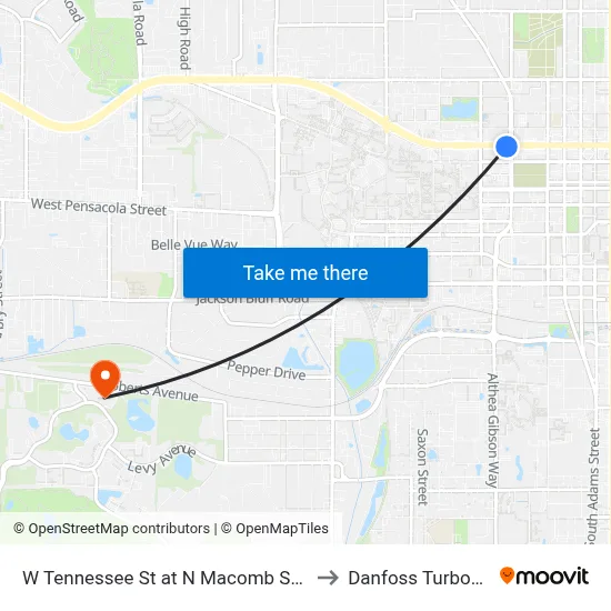 W Tennessee St at N Macomb St Eb to Danfoss Turbocor map