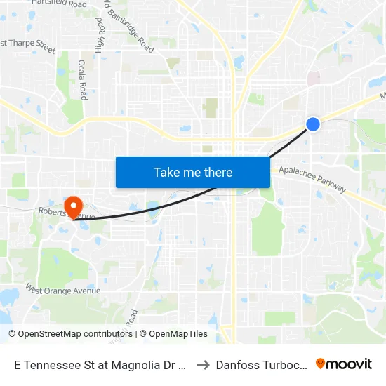 E Tennessee St at Magnolia Dr Eb to Danfoss Turbocor map