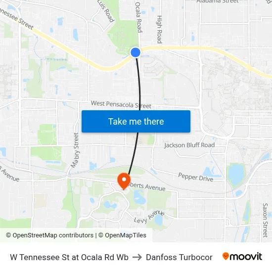 W Tennessee St at Ocala Rd Wb to Danfoss Turbocor map
