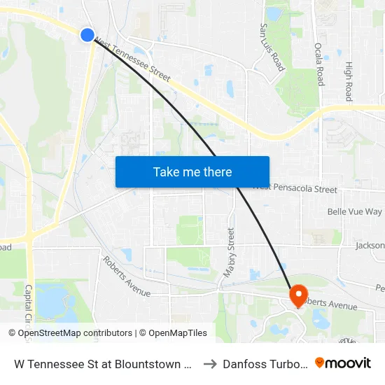 W Tennessee St at Blountstown St Wb to Danfoss Turbocor map