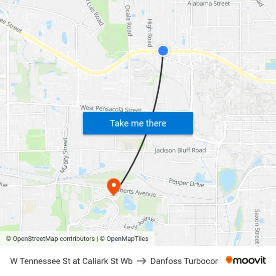 W Tennessee St at Caliark St Wb to Danfoss Turbocor map