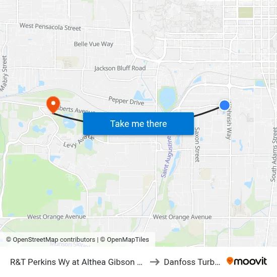 R&T Perkins Wy at Althea Gibson Way Wb to Danfoss Turbocor map