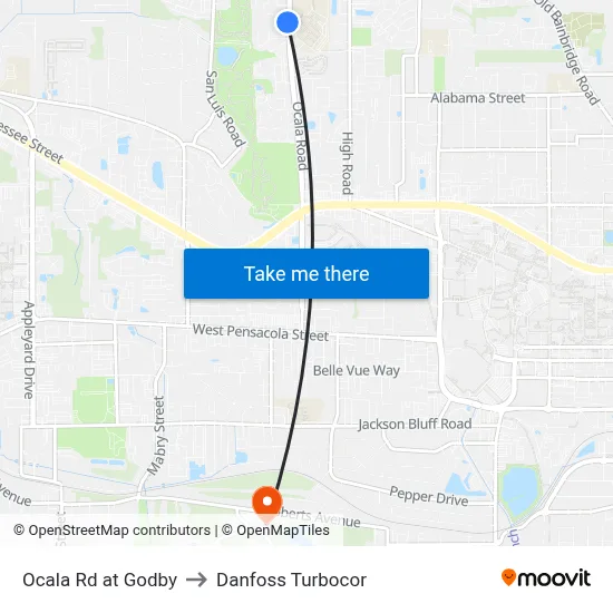 Ocala Rd at Godby to Danfoss Turbocor map