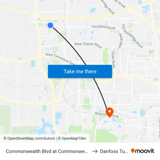 Commonwealth Blvd at Commonwealth Business Eb to Danfoss Turbocor map