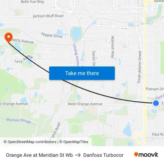 Orange Ave at Meridian St Wb to Danfoss Turbocor map