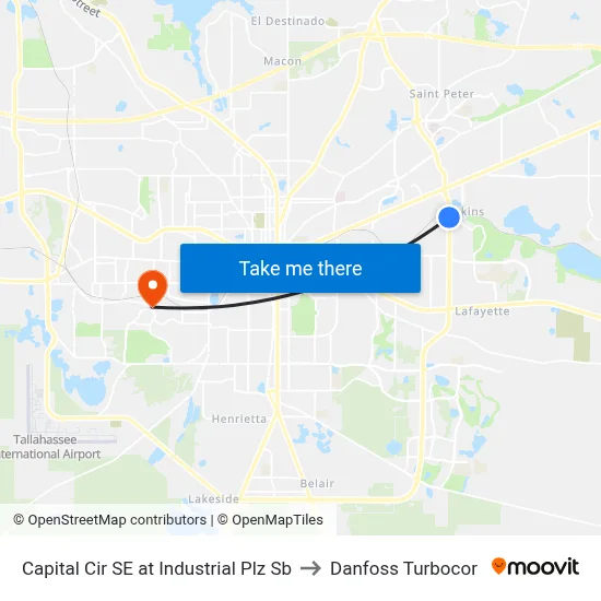 Capital Cir SE at Industrial Plz Sb to Danfoss Turbocor map