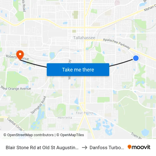 Blair Stone Rd at Old St Augustine Sb to Danfoss Turbocor map