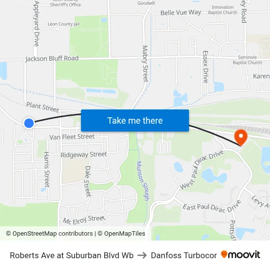 Roberts Ave at Suburban Blvd Wb to Danfoss Turbocor map