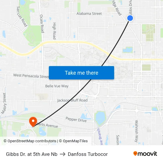 Gibbs Dr. at 5th Ave Nb to Danfoss Turbocor map