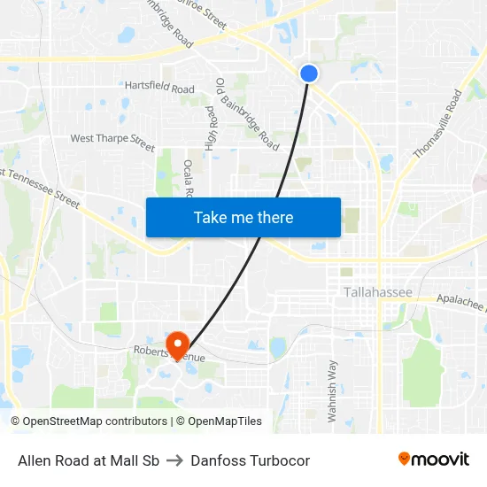 Allen Road at Mall Sb to Danfoss Turbocor map