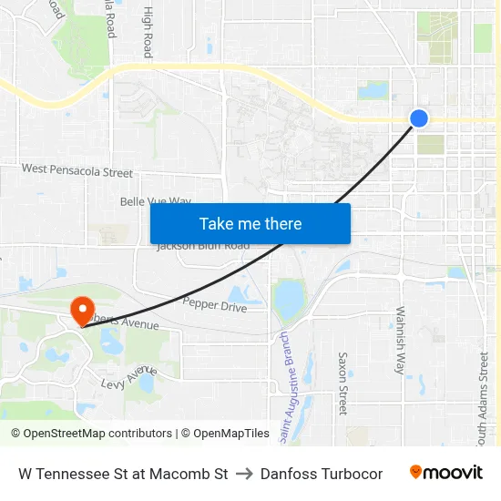 W Tennessee St at Macomb St to Danfoss Turbocor map