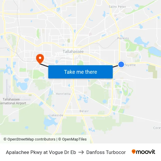 Apalachee Pkwy at Vogue Dr Eb to Danfoss Turbocor map
