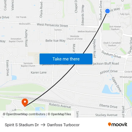 Spirit S Stadium Dr to Danfoss Turbocor map