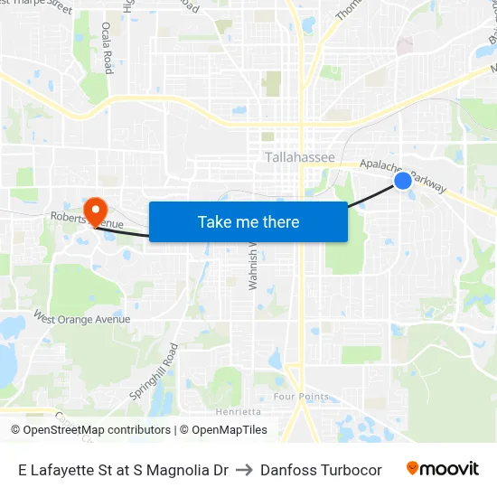 E Lafayette St at S Magnolia Dr to Danfoss Turbocor map