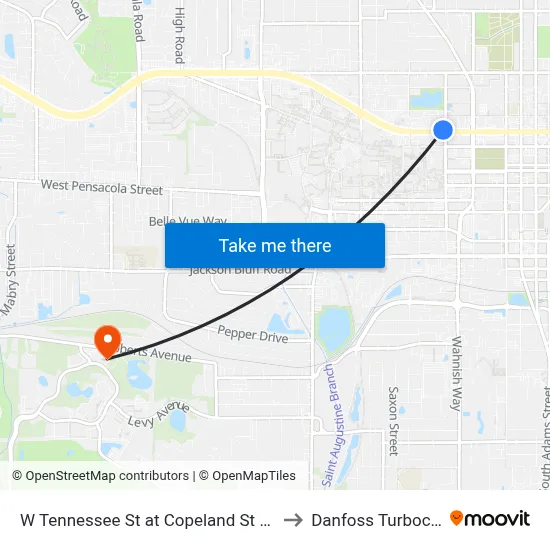 W Tennessee St at Copeland St Wb to Danfoss Turbocor map