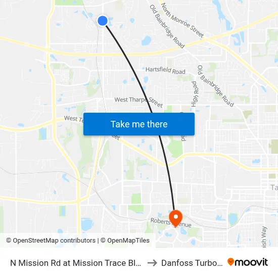 N Mission Rd at Mission Trace Blvd Sb to Danfoss Turbocor map