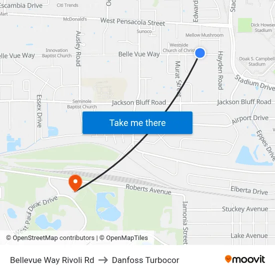 Bellevue Way Rivoli Rd to Danfoss Turbocor map