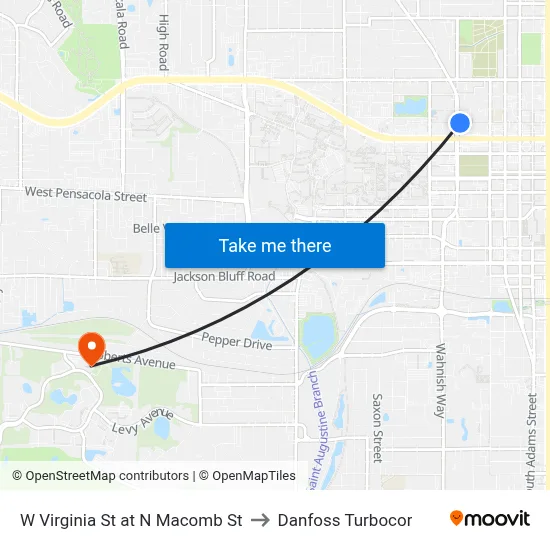 W Virginia St at N Macomb St to Danfoss Turbocor map