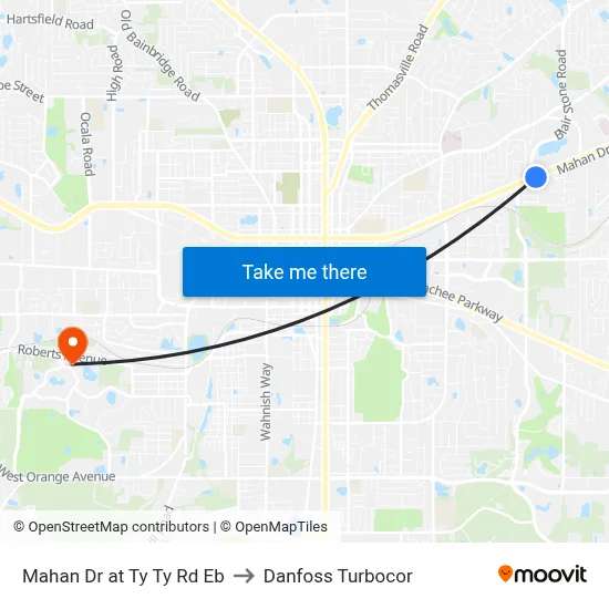 Mahan Dr at Ty Ty Rd Eb to Danfoss Turbocor map