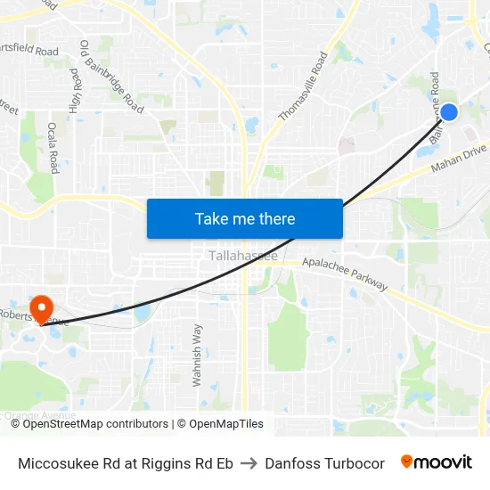 Miccosukee Rd at Riggins Rd Eb to Danfoss Turbocor map