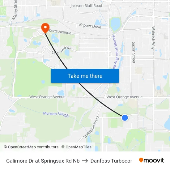 Galimore Dr at Springsax Rd Nb to Danfoss Turbocor map