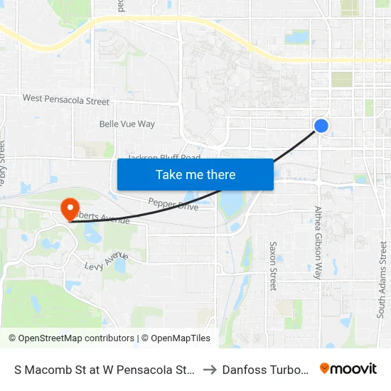 S Macomb St at W Pensacola St Nb to Danfoss Turbocor map