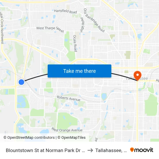 Blountstown St at Norman Park Dr Nb to Tallahassee, FL map