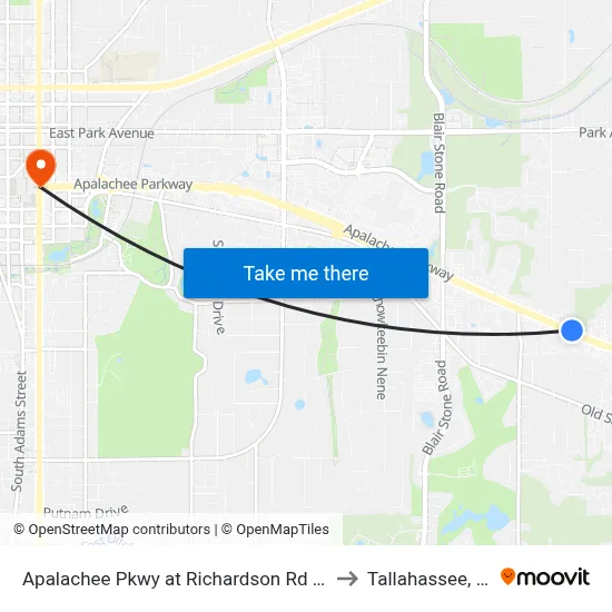 Apalachee Pkwy at Richardson Rd Wb to Tallahassee, FL map